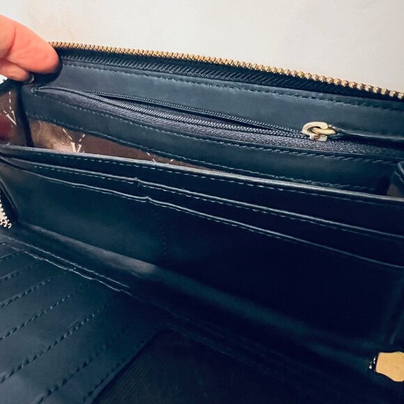 Vince Camuto Navy Blue/Gold Women's Zip Up Around Wallet-Genuine Leather-Storage - Picture 9 of 15